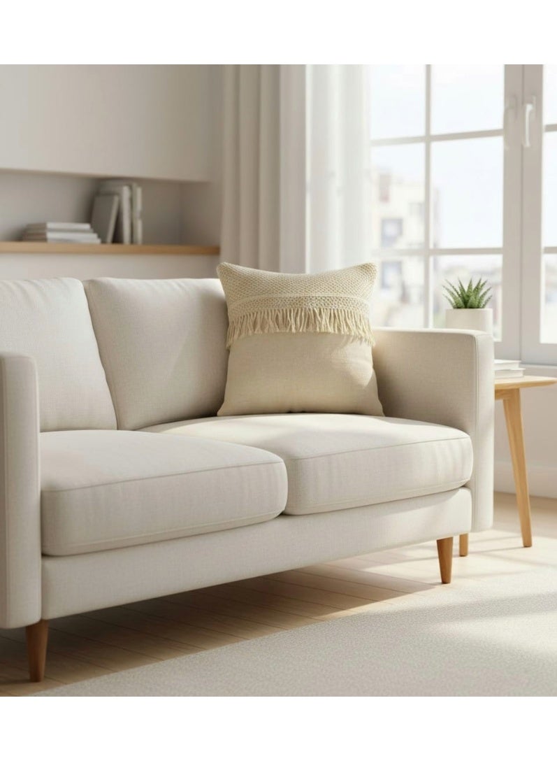 Premium Decorative Linen Cushion with Macrame Front 45x45 cm Hidden Zipper for Stylish Sofa and Chair Home Décor Accent Pillow - Image 5